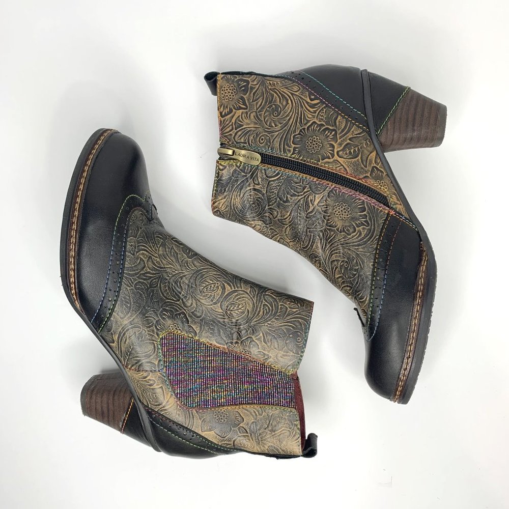 LAURA VITA Alizee Multicolor Leather Booties EU37 / US 6.5 -‎ 7 - Picture 4 of 9